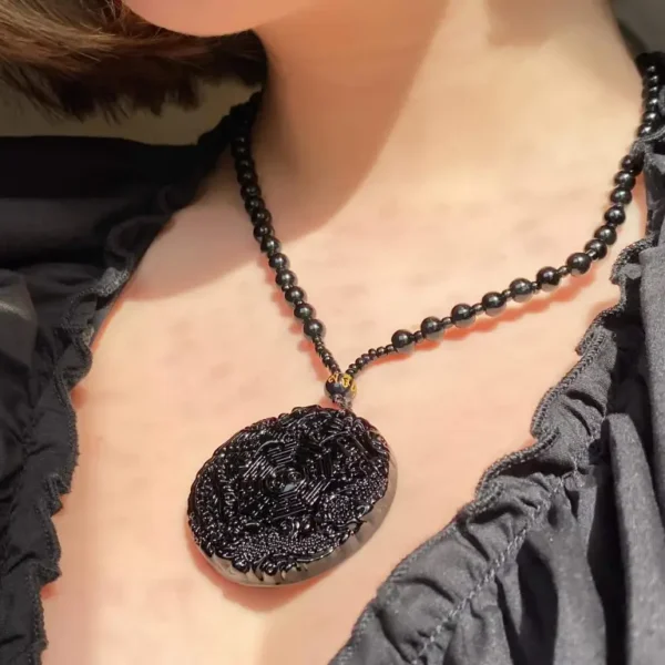 Draksmycke med svart kristall, Obsidian - Bild 3
