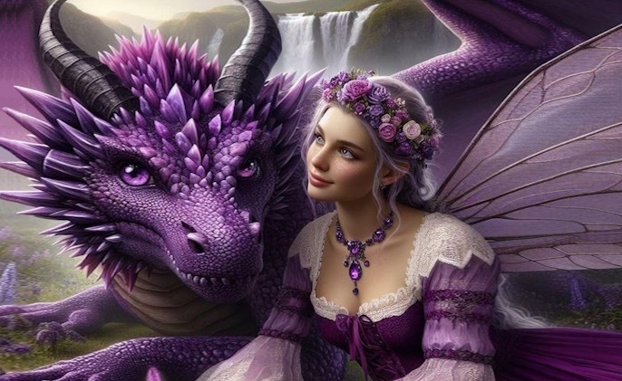 Lila drake och ängel