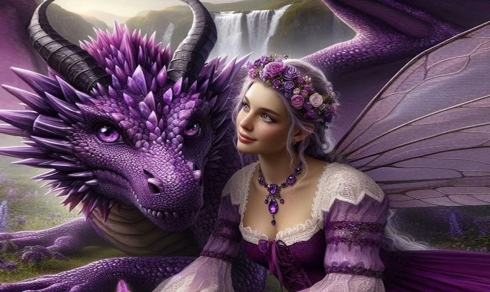 Lila drake och ängel